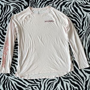 Under armour Women's UA Script Wordmark Long Sleeve light pink workout t shirt
